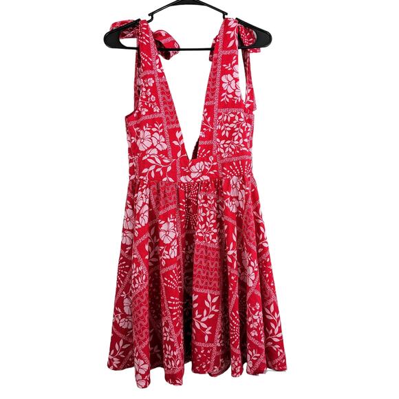 HOUSE OF HARLOW 1960 X REVOLVE Red & White Floral Dress XS - Picture 1 of 9